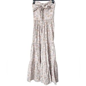 Happy X Nature Floral Bohemian Cotton Strapless Tiered Maxi Dress Size XS